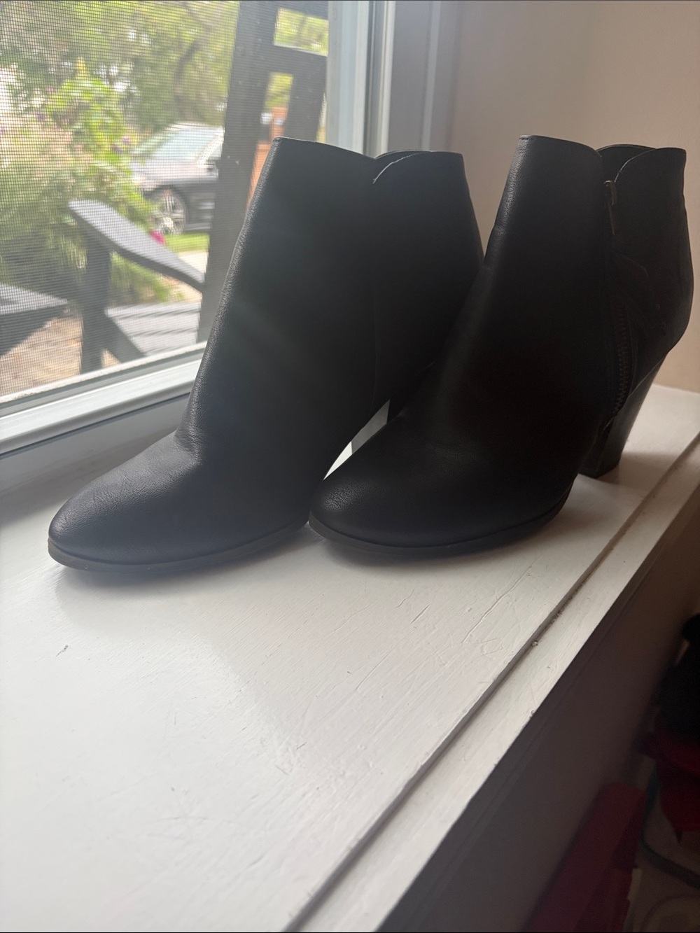 Women's Black Leather Ankle Booties - Sleek Zip Side Design